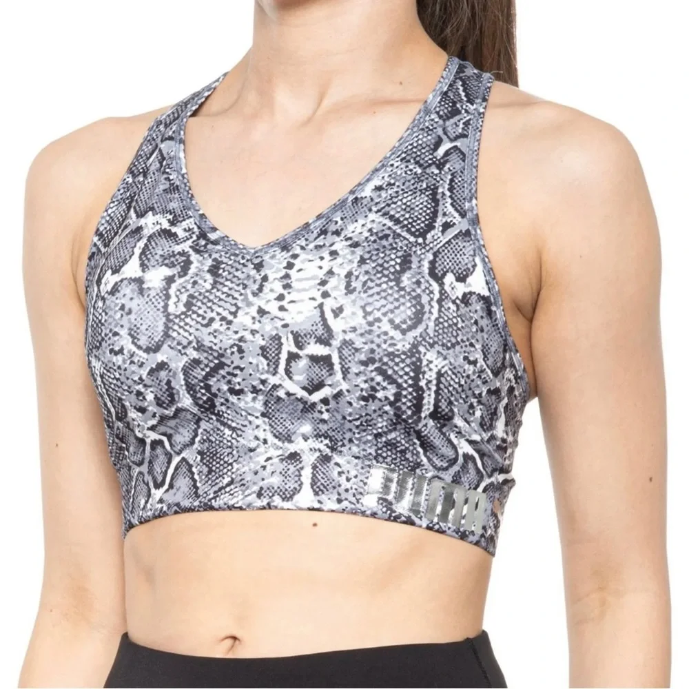 PUMA Snakeskin Sports Bra Seamless Drycell Moisture Wicking Removable Cups M